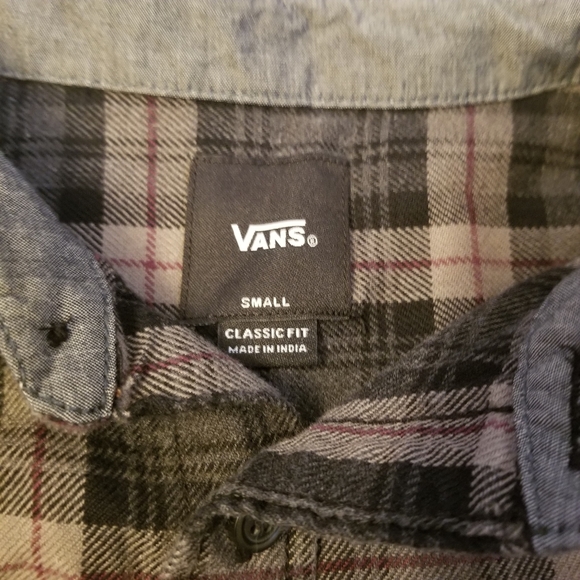 Vans Flannel Shirt Size S Plaid Gray Black Unisex - Picture 3 of 5